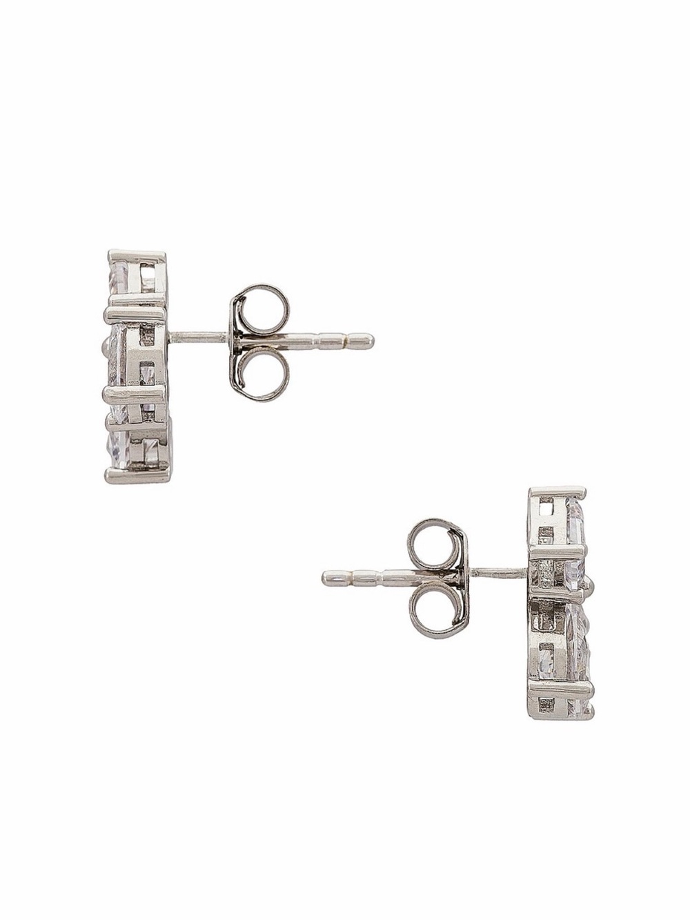 NEVER WORN**SHASHI Silver-Tone Trio Crystal Drop Stud Earrings - White - Picture 2 of 5